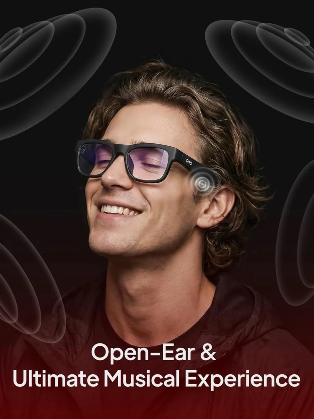 Unisex blue light blocking lens open ear smart glasses